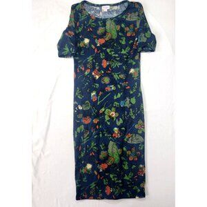 LulaRoe Women's Blue Floral Print Dress Size XXS NWOT Green Brown Black